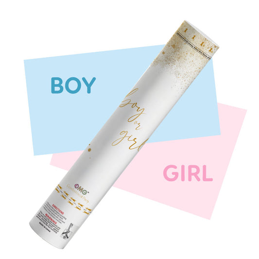 Biodegradable Gender Reveal Confetti Cannon - Corn Powder & Rice Paper Inside
