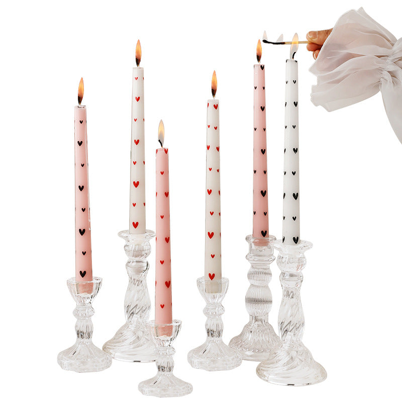 25cm 12inches Heart-Printed Candle: Ideal for Valentine's, Weddings, Smokeless