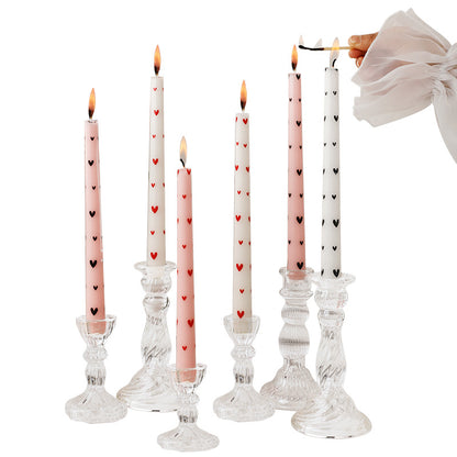 25cm 12inches Heart-Printed Candle: Ideal for Valentine's, Weddings, Smokeless