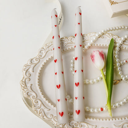 25cm 12inches Heart-Printed Candle: Ideal for Valentine's, Weddings, Smokeless