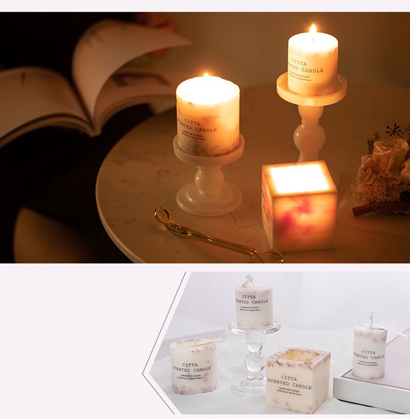 NC0002 Cylindrical square decorative soy wax indoor fragrance wholesale, fresh air scented marble candle jar