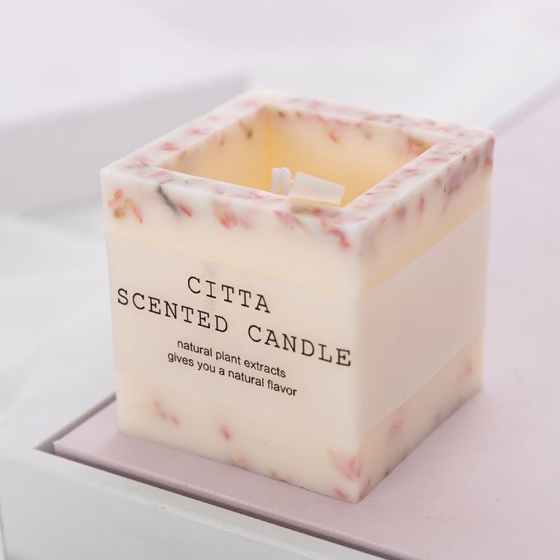 NC0002 Cylindrical square decorative soy wax indoor fragrance wholesale, fresh air scented marble candle jar