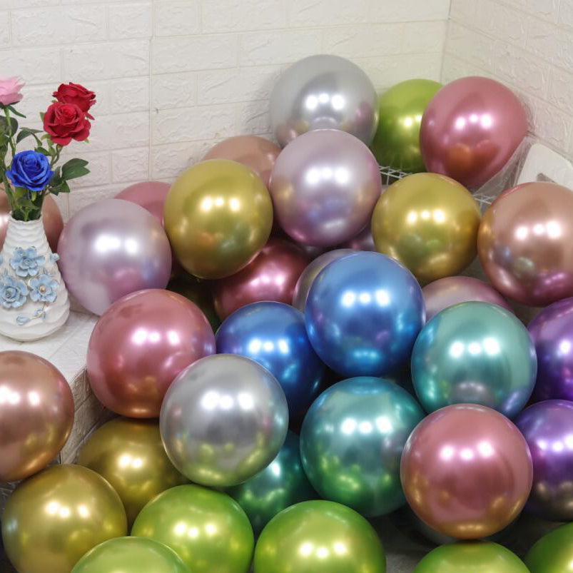 NB0002 10 inch 12 inch 50pcs latex metal birthday party balloons supplies wholesale wedding decoration metallic balloons