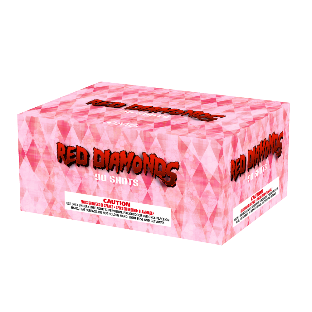 OMG New Design EUO202 90 shots RED DIAMONDS Cakes Fireworks