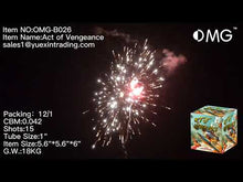 Load and play video in Gallery viewer, OMG-B026 15 shot Act of Vengeance 200 Grams Cakes Fireworks
