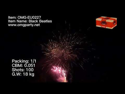 OMG New Design EUO227 100 shots BLACK BEATLES Cakes Fireworks